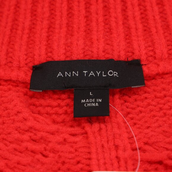 NWT ANN TAYLOR Zip-Up Cable Sweater Jacket Vibrant Red Size L - Picture 9 of 12